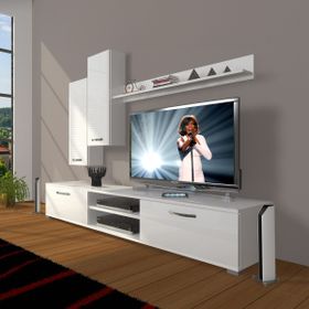 Decoraktiv Eko 7 SLM DVD Retro Parlak Beyaz Tv Ünitesi