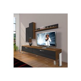 Decoraktiv Eko 7 SLM STD Krom Ayaklı Ceviz Siyah Tv Ünitesi