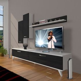 Decoraktiv Eko 7 SLM STD Retro Beyaz Siyah Tv Ünitesi