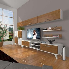 Decoraktiv Eko 8 Mdf Dvd Retro Beyaz Ceviz Tv Sehpa Ünitesi