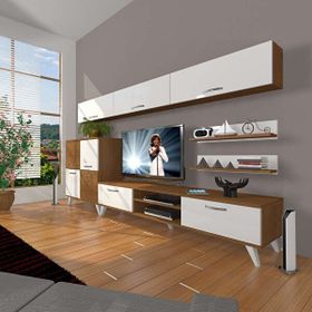 Decoraktiv Eko 8 Mdf Dvd Retro Beyaz Ceviz Tv Sehpa Ünitesi