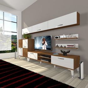 Decoraktiv Eko 8 Mdf Dvd Silver Beyaz Ceviz Tv Sehpa Ünitesi