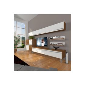 Decoraktiv Eko 8 Mdf Std Ceviz Beyaz Krom Ayaklı Tv Ünitesi