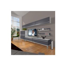 Decoraktiv Eko 8 Mdf Std Ceviz Beyaz Krom Ayaklı Tv Ünitesi
