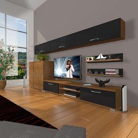 Decoraktiv Eko 8 SLM DVD Ceviz Siyah Tv Ünitesi