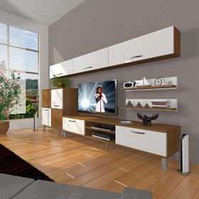 Decoraktiv Eko 8 SLM DVD Krom Ayaklı Beyaz Ceviz Tv Ünitesi