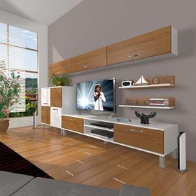 Decoraktiv Eko 8 SLM DVD Krom Ayaklı Beyaz Ceviz Tv Ünitesi