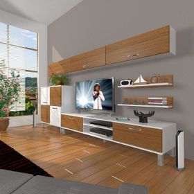 Decoraktiv Eko 8 SLM DVD Krom Ayaklı Beyaz Ceviz Tv Ünitesi
