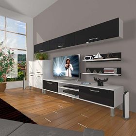 Decoraktiv Eko 8 SLM DVD Krom Ayaklı Beyaz Siyah Tv Ünitesi