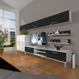 Decoraktiv Eko 8 SLM DVD Krom Ayaklı Beyaz Siyah Tv Ünitesi