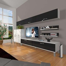 Decoraktiv Eko 8 SLM STD Krom Ayaklı Beyaz Siyah Tv Ünitesi