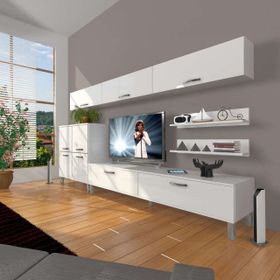 Decoraktiv Eko 8 SLM STD Krom Ayaklı Parlak Beyaz Tv Ünitesi