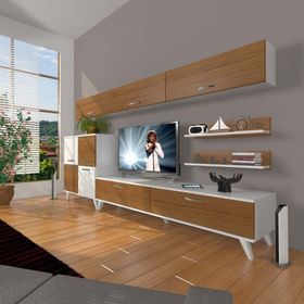 Decoraktiv Eko 8 SLM STD Retro Beyaz Ceviz Tv Ünitesi