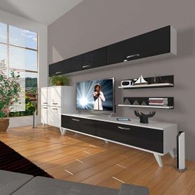 Decoraktiv Eko 8 Slm Std Retro Beyaz Siyah Tv Sehpa Ünitesi