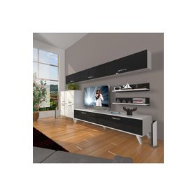 Decoraktiv Eko 8 SLM STD Retro Beyaz Siyah Tv Ünitesi