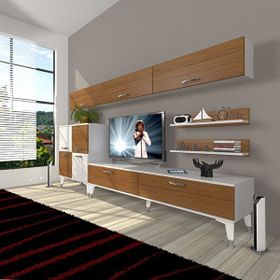 Decoraktiv Eko 8 Slm Std Silver Beyaz Ceviz Tv Sehpa Ünitesi