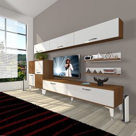 Decoraktiv Eko 8 Slm Std Silver Beyaz Ceviz Tv Sehpa Ünitesi