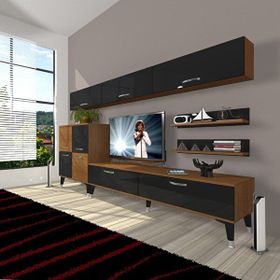 Decoraktiv Eko 8 Slm Std Silver Ceviz Siyah Tv Sehpa Ünitesi