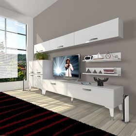 Decoraktiv Eko 8 Slm Std Silver Parlak Beyaz Tv Sehpa Ünitesi