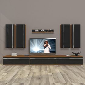 Decoraktiv Eko 8D MDF Ceviz Siyah Tv Ünitesi