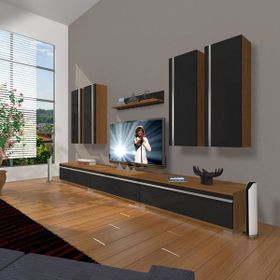 Decoraktiv Eko 8D MDF Ceviz Siyah Tv Ünitesi