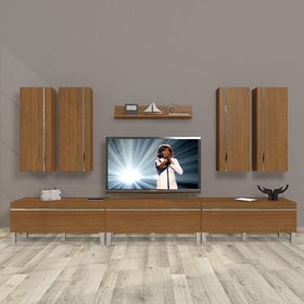 Decoraktiv Eko 8D MDF Krom Ayaklı Naturel Ceviz Tv Ünitesi