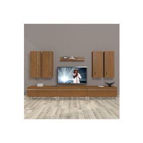 Decoraktiv Eko 8D MDF Krom Ayaklı Naturel Ceviz Tv Ünitesi