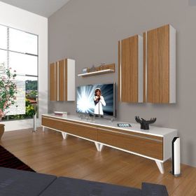 Decoraktiv Eko 8D MDF Retro Beyaz Ceviz Tv Ünitesi
