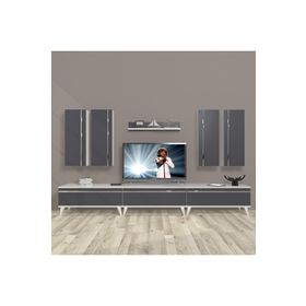 Decoraktiv Eko 8D MDF Retro Beyaz Siyah Tv Ünitesi