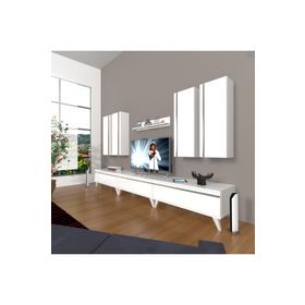 Decoraktiv Eko 8D MDF Retro Beyaz Siyah Tv Ünitesi