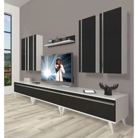 Decoraktiv Eko 8D MDF Retro Parlak Beyaz Tv Ünitesi