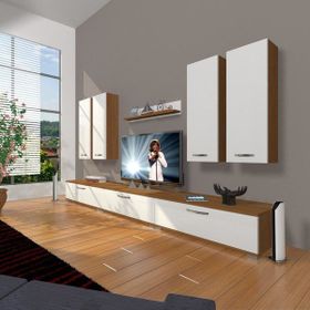 Decoraktiv Eko 8D SLM Krom Ayaklı Beyaz Ceviz Tv Ünitesi