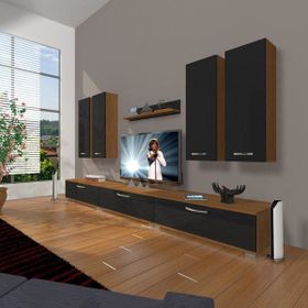 Decoraktiv Eko 8D SLM Krom Ayaklı Ceviz Siyah Tv Ünitesi