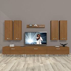 Decoraktiv Eko 8D SLM Krom Ayaklı Naturel Ceviz Tv Ünitesi