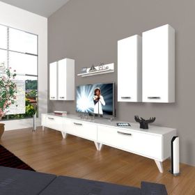Decoraktiv Eko 8D SLM Retro Parlak Beyaz Tv Ünitesi