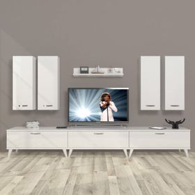 Decoraktiv Eko 8D SLM Retro Parlak Beyaz Tv Ünitesi