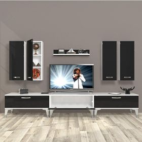 Decoraktiv Eko 8D Slm Silver Beyaz Siyah Tv Sehpa Ünitesi