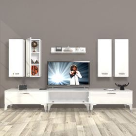 Decoraktiv Eko 8D Slm Silver Parlak Beyaz Tv Sehpa Ünitesi