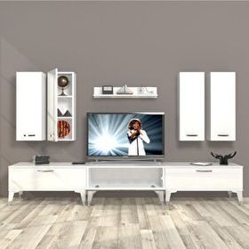 Decoraktiv Eko 8D Slm Silver Parlak Beyaz Tv Sehpa Ünitesi