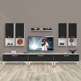 Decoraktiv Eko 8DA Slm Silver Beyaz Siyah Tv Sehpa Ünitesi