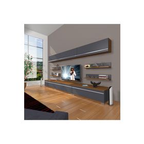 Decoraktiv Eko 8Y MDF Ceviz Siyah Tv Ünitesi