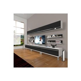 Decoraktiv Eko 8Y MDF Krom Ayaklı Beyaz Ceviz Tv Ünitesi