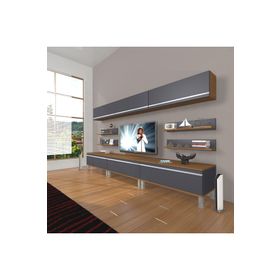 Decoraktiv Eko 8Y MDF Krom Ayaklı Beyaz Siyah Tv Ünitesi