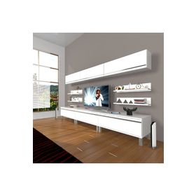 Decoraktiv Eko 8Y MDF Krom Ayaklı Beyaz Siyah Tv Ünitesi