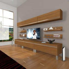 Decoraktiv Eko 8Y MDF Krom Ayaklı Naturel Ceviz Tv Ünitesi