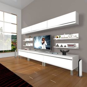 Decoraktiv Eko 8Y MDF Krom Ayaklı Parlak Beyaz Tv Ünitesi
