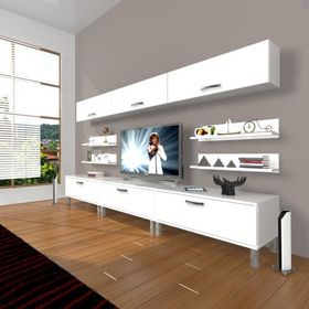 Decoraktiv Eko 8Y SLM Krom Ayaklı Parlak Beyaz Tv Ünitesi