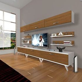 Decoraktiv Eko 8Y SLM Retro Beyaz Ceviz Tv Ünitesi