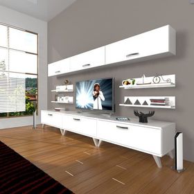 Decoraktiv Eko 8Y SLM Retro Parlak Beyaz Tv Ünitesi