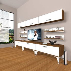 Decoraktiv Eko 8Y Slm Silver Ceviz Beyaz Tv Sehpa Ünitesi